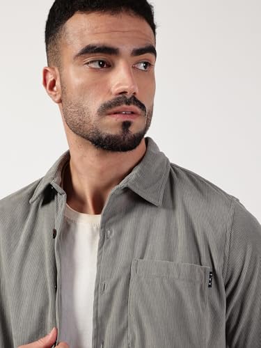 Image of Thomas Scott Men's | Corduroy | Full Sleeve | Slim Fit | Polyester-Blend | Single Pocket | Spread Collar | Casual Shirt