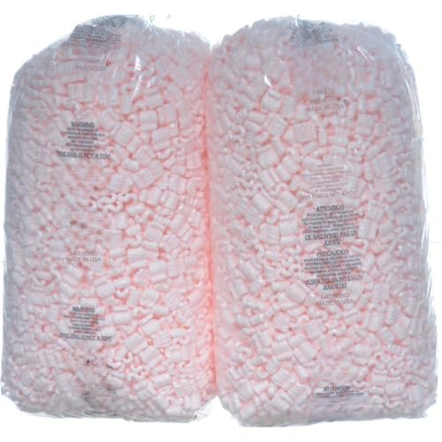 Pink Anti-Static Packing Peanuts, 7 Cubic Feet Shipping Loose Fill | 45 Gallons Total Volume | Made from 100% recycled material (Two 3.5 Cubic Feet Bags)