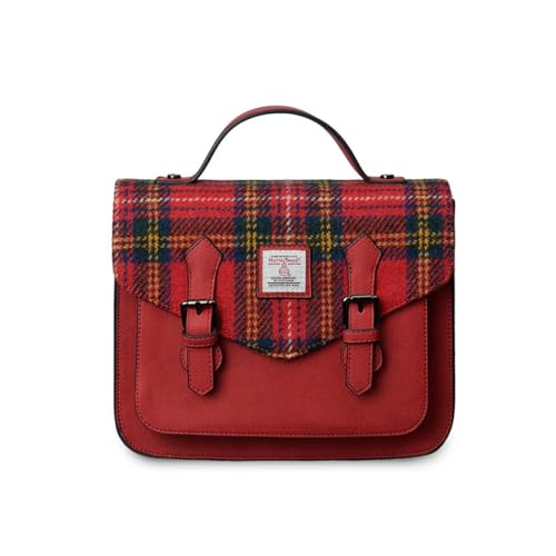 Islander® The Calton Satchel - Bolsa feminina com malha HARRIS - Pequena e média, Royal Stewart Tartan, Medium