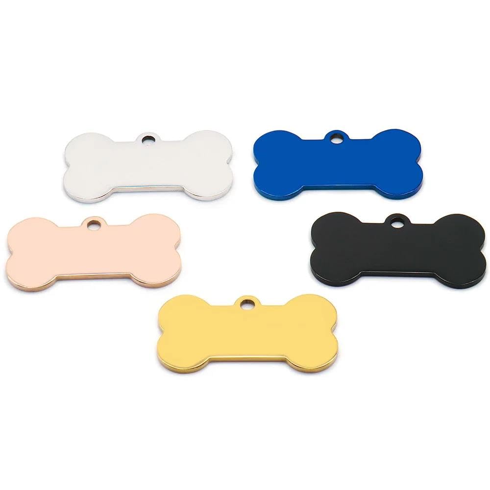 Lot de 100 médailles d'identification vierges en acier inoxydable pour chien - Gravure personnalisable - Personnalisable - Accessoires pour animaux domestiques - 50 x 28 x 1,7 mm