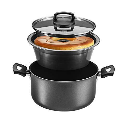 Conjunto Forma Pudim Banho Maria 20 cm Tampa de Vidro Antiaderent...