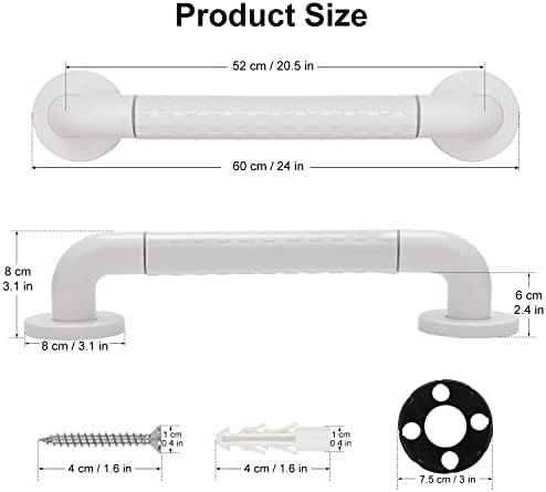 supregear Bathroom Grab Bar Rail, 60 cm Non-Slip ABS 304 Stainless Steel Bathroom Handle Balance Grab Bar for Elderly Children Bathtub Toilet Bedroom, Concealed Screw Wall Mounted
