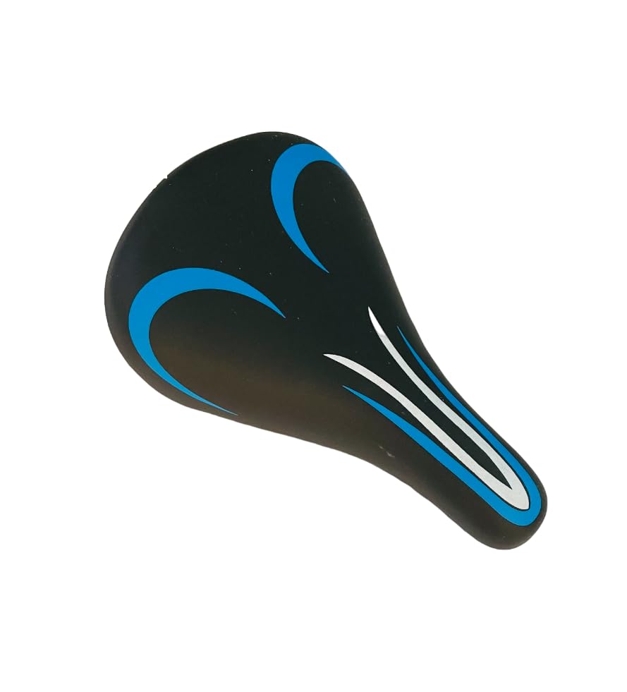 Image of Shrenik Kids Bicycle Saddle Grip Handle Combo Cycle Seat Handlebar Grip 14-20 Inch Cycling 14T 16T 20T (Black-Blue)