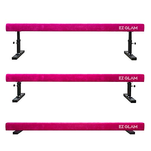 EZ GLAM Gymnastics Adjustable Balance Beam 8 Ft 6Ft Wood Core Skill Performance Home Training Gymnastics Equipment (Pink, 6)