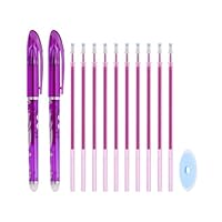 PATIKIL 2Pack Erasable Gel Pens with 10 Refills & 1 Eraser, 0.5mm Heat Erasable Pens for Fabric Purple Ink Fabric Markers for Sewing Quilting Planner Writing