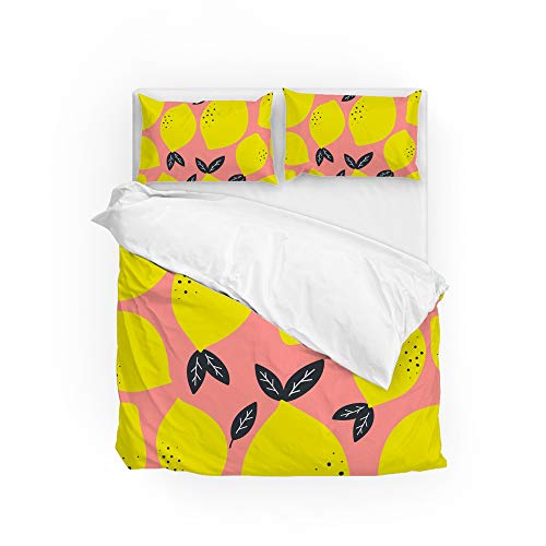 Housse de couette citron jaune en polyester durable contre les draps rêches - 2