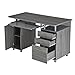 47.5'' Computer Desk with File Cabinet and Drawers, Storage Cabinet with Removable Shelf and Ventilation for CPU, Home Office Desk or Computer Workstation with Keyboard Tray, Grey