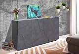 Dmora Aparador Moderno con 2 Puertas y 3 cajones, Made in Italy, Aparador de Cocina con Detalle, Buffet de salón de diseño, cm 143x44h86, Color Gris Ceniza