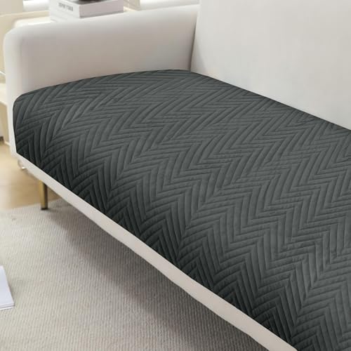 Image of Amazon Basics - Velvet Quilted Make Your Own Sofa Cover | 3 Seater | Multi-Layered Fabric | 180cm x 70cm | 350 GSM | Color - Light Grey