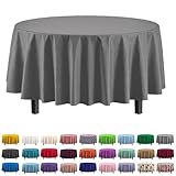 Exquisite 12-Pack Premium Plastic 84-Inch Round Tablecloth - Silver