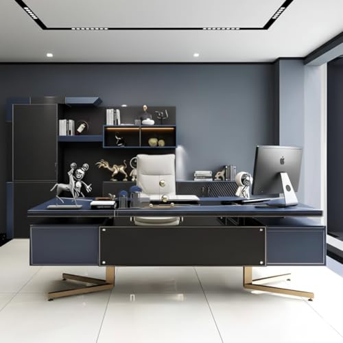 Image of Lakdi The Furniture Co Luxury Director's L-Shape Office Table and Premium Executive Desk with Integrated Drawers, CPU Storage & Reversible Orientation - LDL-706