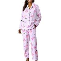 Pyjamas for Women 2 Piece Outfits Women's Fashion Lounge Nightwear Cotton-Like Ladies Pyjamas Sleep & Lounge Women Skin-Friendly Casual Classic Leisure Co Ord Sets Sleep Pyjama