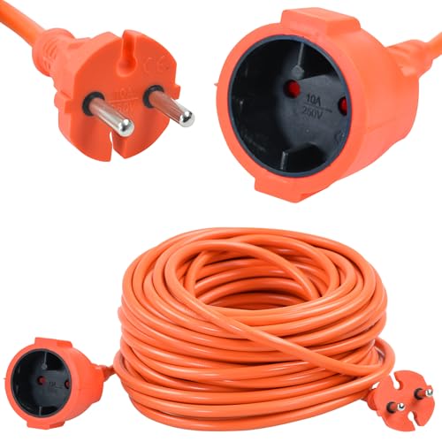 Rexxer Verlängerungskabel 20m 2x1 0 mm H05VV-F - 230V Stromkabel mit 1 Steckdose IP20 10A / 2500W - Kabelverlängerung für Haushalt Werkstatt Garage