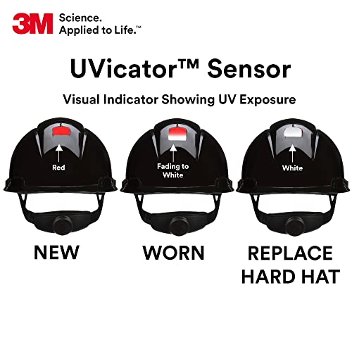 3M Hard Hat Securefit H-712Sfv-Uv, Black, Vented Cap Style Safety Helmet With Uvicator Sensor, 4-Point Pressure Diffusion Ratchet Suspension, Ansi Z87.1 #TOP4