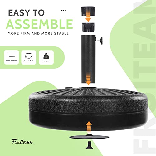 Fruiteam 51Lbs Outdoor Fillable Plastic Patio Umbrella Base, Heavy Duty Market Table Umbrella Base Weighted Stand, For Outdoor, Garden, Pool (Black) #TOP6