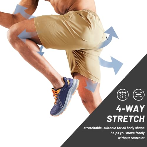 Image of MIER Men's Quick Dry Running Shorts with Zipper Pocket Elastic Waist Athletic Workout Exercise Shorts
