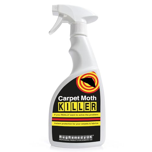 RugRemedyUK Carpet Moth Killer Spray 1 Litre - Safe Moths Killer Gentle Moths Repellent for Home Rooms Non-Staining Carpet Beetle Spray Moth Repellent for Wardrobes Prevention for 3 Months