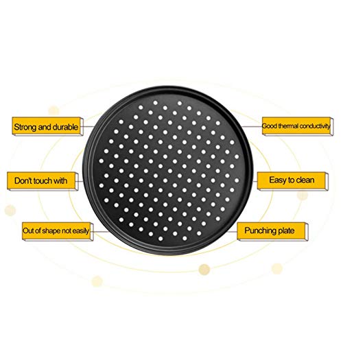 Pizza Pan Round Pizza Board With Holes 12.5 Inch Carbon Steel Pizza Baking Pan Non-Stick Cake Pizza Crisper Tray Tool Stand For Home Kitchen Oven Dishwasher Restaurant Hotel Handmade Pizza Bakeware #TOP5
