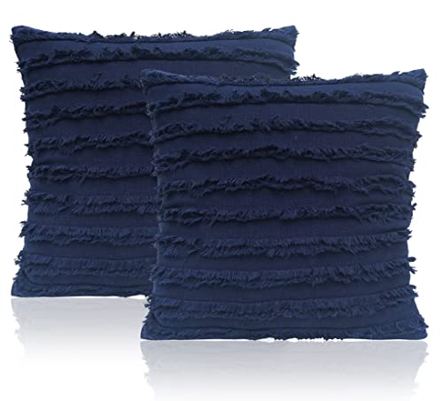 Image of mosey 12x18 Cushion Covers Set of 2 | 100% Cotton Rectangle Cushion Covers for Sofa, Bed | Boho Rectangular Shape Cushion Covers 12 inch x 18 inch Navy