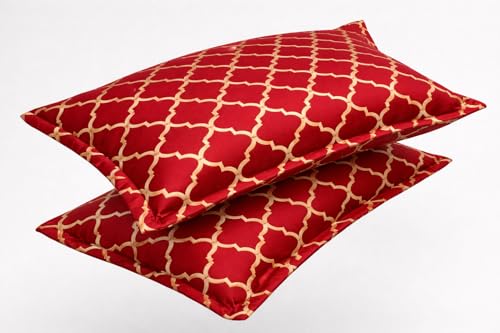 Image of BEVI Premium Microfiber 300 TC Fabric Pillow Cover | Ultra Soft & Smooth | Printed Color Pillow | Fade Resistant & Wrinkle Free | Maroon White Line | Pack of 2 | Pillowcase