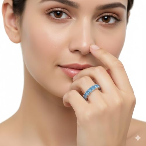 Image of 55Carat Choose Your Color Natural Gemstone Sterling Silver Band Ring Birthstone Friendship Love Size 5-13