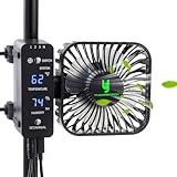 YUANWEITECH 4" Smart Grow Tent Fan with Auto Climate Control - 4-Speed Oscillating Circulation Fan with LCD Display for Hydroponics, Greenhouse, Reptile Enclosure - Precise Temp & Humidity Monitoring