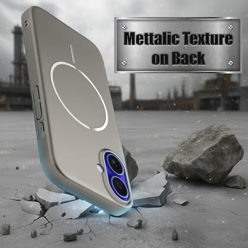 Image of AIBEX Ultra-Thin Mag-Saf Back Cover Case Compatible with iPhone 16| Slim Fit Scratch-Resistant Matte | Magnetic Wireless Charging | Microfibre Lining | Camera Protection (PC Material) - Titanium