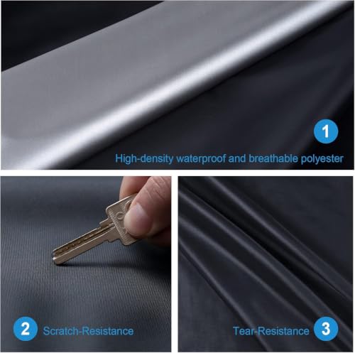 Image of GUNHYI Waterproof Lightweight SUV Full Car Cover Custom Fit X4 | All‑weather Outdoor sun /rain /dust /snow /wind /UV protection, breathable tear‑resistant fabric, black‑orange design,storage bag