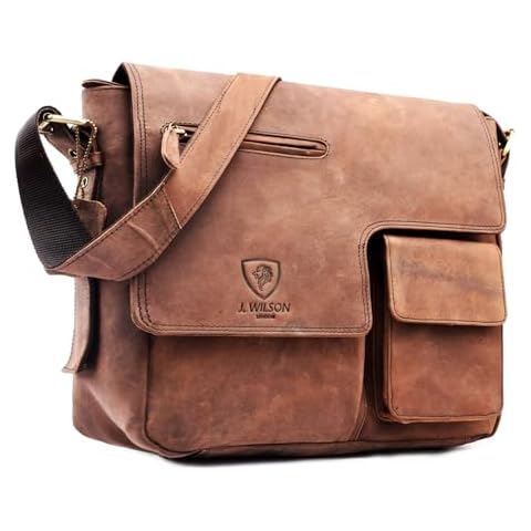 J. Wilson London Distressed Vintage Leather Messenger Bag Cover