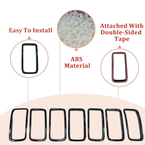 Image of Black Front Grille Inserts Trim for Jeep Renegade 2019 2020-2023 | ABS Front Grille Insert Trim Ring 7PCS