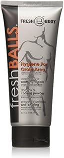 FRESH BODY Fresh Balls Lotion, 3.4 fl oz - Men's Anti-Chafing Soothing Cream to Powder - Ball Deodorant and Hygiene for Groin Area
