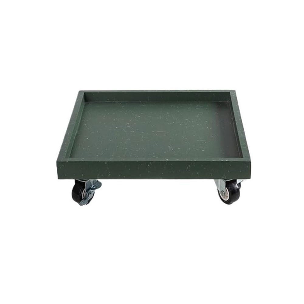 Prettiee plant dish saucer Movable Square with Wheels Plant Saucer, Indoor Outdoor Synthetic Resin Planter Drip Trays (Green L)