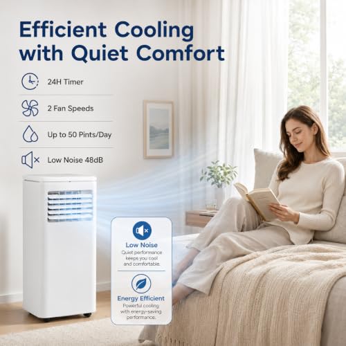 Image of 10000 BTU Portable Air Conditioners, Remote Control, 4-in-1 Quiet AC Unit, 3 Speeds, 24H Timer, Cools Room up to 450 Sq.Ft, Multi-Function Modes, Smart Control Panel
