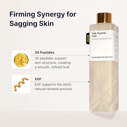 Image of SUNGBOON EDITOR Silk Peptide EGF Facial Toner with Copper Peptides for Sensitive Skin, Moisture & Smoothing Care for fine Lines, Firm-Looking Radiance, Korean Skincare 10.14 fl oz