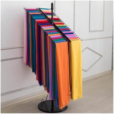 Freestanding Scarf Display Rack - Double-Sided Metal Organizer for Scarves, Ties, Belts, and Towels - Space Saving Design (White 50x170cm(50))