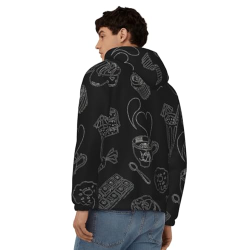 Sweat à capuche motif thé après-midi noir vêtement décontracté - 3