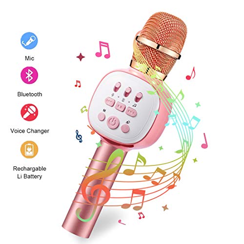 Wireless Bluetooth Karaoke Microphone with LED Lights,Portable Handhld Karaoke Mic for Kids Adult