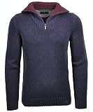 Ragman Herren Tweed-Pullover mit Troyer und Zip