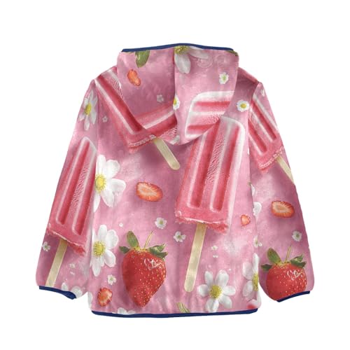 Ice Cream Sticks Girls Fleece Jacket Girls Fall Jacket Girls Zip Up Hoodie Girls Sherpa Jacket 2-10T2