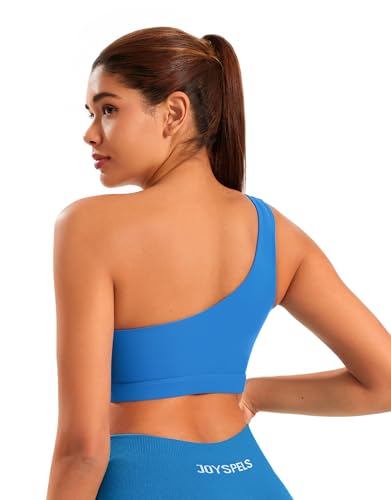 Image of One Shoulder Sports Bras for Women Low Impact Asymmetrical Workout Tops Padded Yoga Right Shoulder Strap Bra