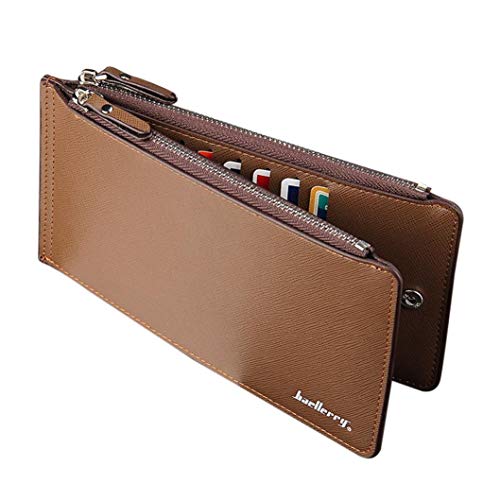 Yjydada Hombre Negocios de Cuero de Estilo Tarjetero Plegable Bolso Billetera Larga - Café, Medium