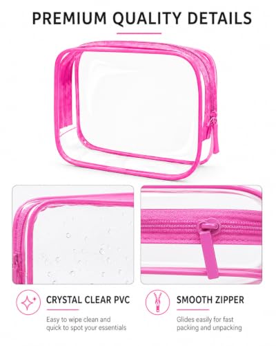 Image of 4 PCS Clear Makeup Bag Set, 4 Sizes TSA Approved Travel Toiletry Bags,Waterproof PVC Clear Cosmetic Pouch with Zipper, Portable Transparent Organizer Bags for Travel Toiletries Accessories,Women Men