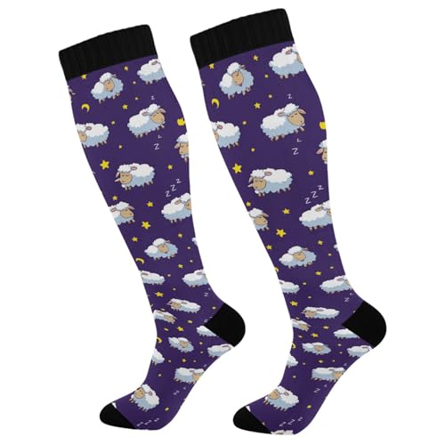 Image of SHJI Compression Socks for Women Sock Men Knee High Stockings for Running Athletic Hiking Cycling