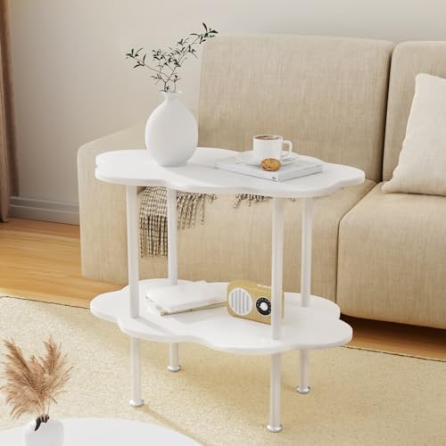 Table d'appoint de style moderne blanc double couche aux finitions soignées