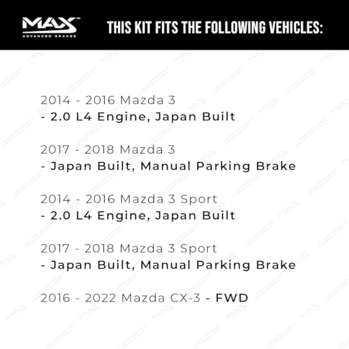 Image of MAX Advanced Brakes - Front Brake Kit For 2014-2016 Mazda 3 (2.0 L4 Engine, Japan Built), 2017-2018 Mazda 3 (MPB, Japan Built)| Carbon Ceramic Brake and Rotor Kit| Coated Cross-Drilled Brake Rotors