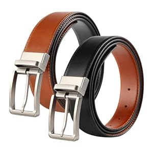 TANGCHAO Herren Gürtel Wendegürtel aus Leder mit Drehbare Schnalle des Gürtels für Herren, Schwarz und Braun 35mm Breite Ledergürtel Herren Jeans Business Anzüge kürzbar 2 Stück