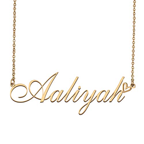 Amazon Com Dancing Wolf Custom Name Necklace 18k Gold Plated Aaliyah Nameplate Personalized Jewelry Gift For Women Jewelry