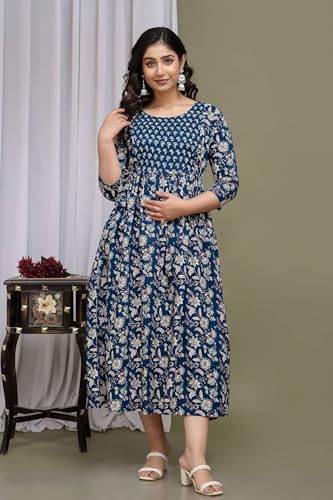 Image of Maternity Feeding Kurtis for Women Cotton - Zip Access Nursing Dress | Comfortable Pregnancy Wear | Stylish Feeding Kurti | Soft Cotton Maternity Dresses for Womens