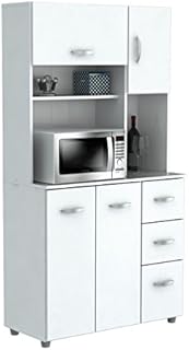 Inval America 4 Door Microwave Storage Cabinet, Laricina White