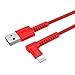 Foxsun 90 Degree Lightning Cable 6ft Nylon Braided [Apple MFi Certified] Right Angle iPhone Charger Cable Cord Compatible with iPhone X/XS/XR/XS MAX/ 8/8 Plus/7/7 Plus/6/6 Plus/5s/iPad and More (Red)